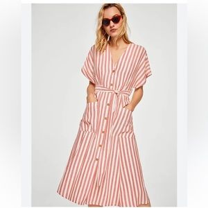 Mango Striped Midi Dress